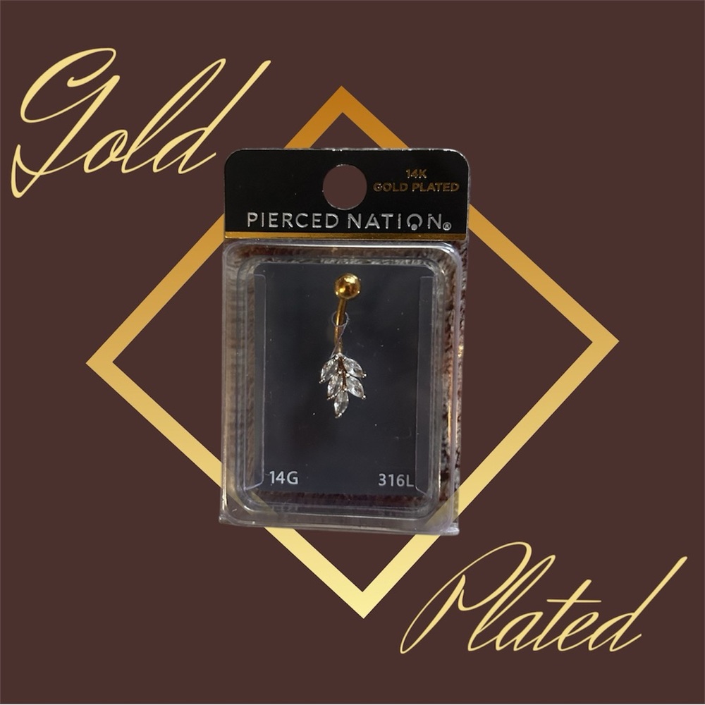 Gold Plated Leaf Dangle Belly Ring